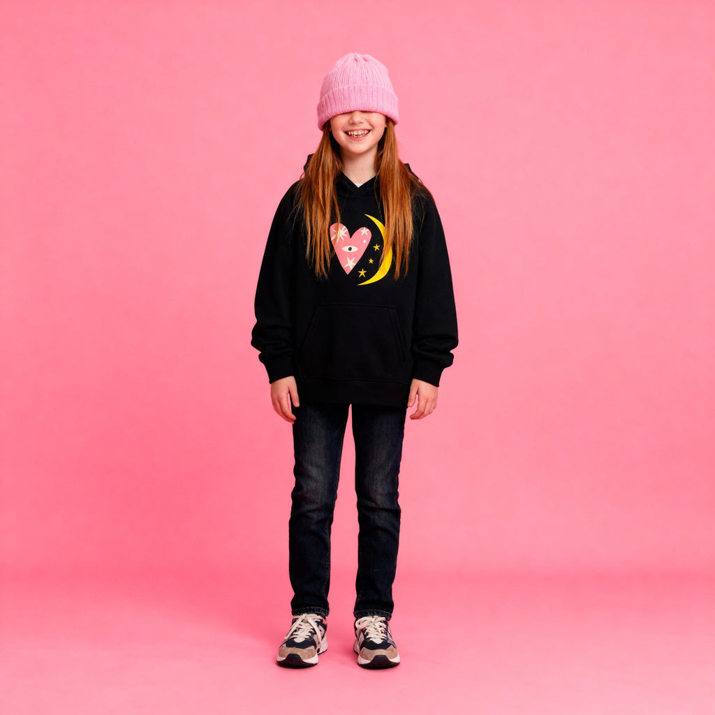 Sudadera con capucha Luna y Corazón BüBe