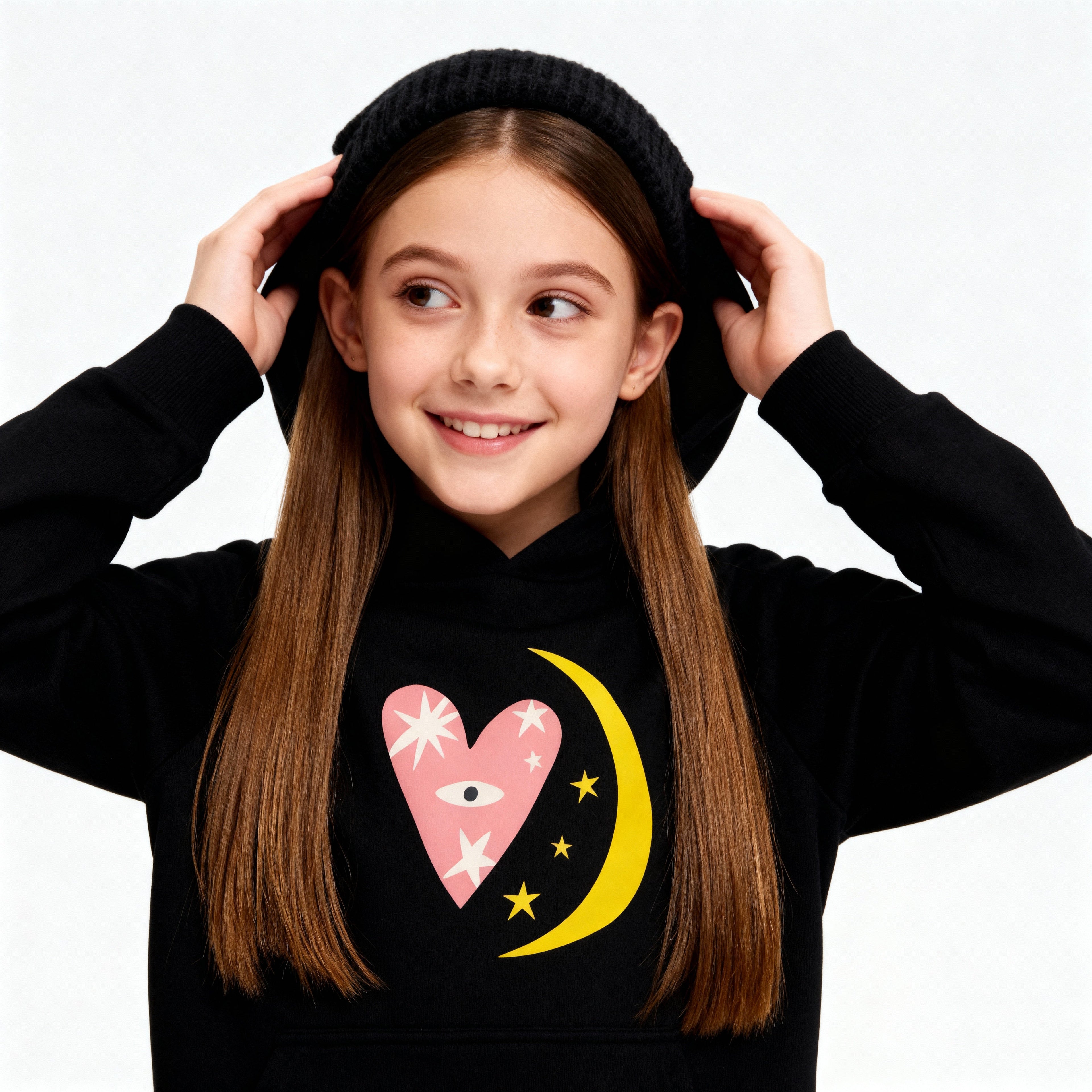 Sudadera con capucha Luna y Corazón BüBe